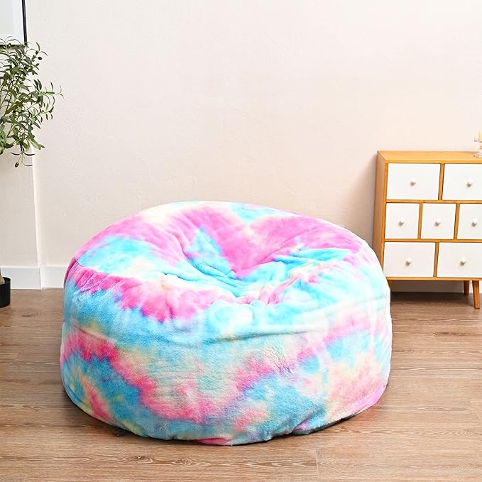 Bean Bag Chair for Adults Kids Without Filling Comfy Fluffy Giant Round Beanbag Lazy Sofa Cover for Reading Chair Floor Chair, 6FT, Multicolored