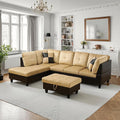 NicBex Sectional Couch 3 Pieces Sofa Set with Right Chaise Lint PVC L Shaped Cloud Couch for Living Room Furniture Sets with Storage Ottoman, Modular Sofa for Living Room & Apartment, Beige+Black