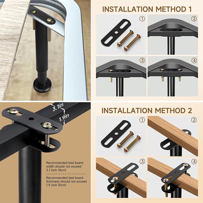 4 Pack Adjustable Height Center Support Leg for Bed Frame, Upgrade Under Bed Support Leg with Wider Base, Bed Support Legs for Wood Slats, Bed Frame Legs Replacement, Patas para Cama Queen De Madera