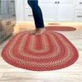 Homespice 20x30” Red Oval Braided Rug. Apple Pie Red Jute Oval Rug. Uses- Entryway, Kitchen Rugs, Bathroom Rugs. Reversible, Rustic, Country, Primitive, Farmhouse Decor Rug
