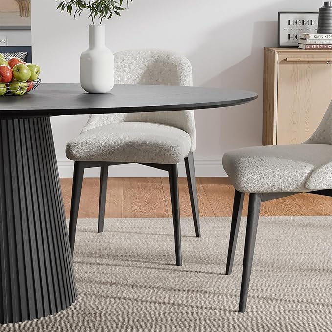 Casaphoria 67" Oval Dining Table, Modern Wood Kitchen Table with Cone Shaped Stripe Base for Living Room & Dining Room, Easy Assembly Farmhouse Furniture for 4-6, Black