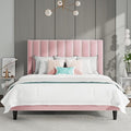 SHA CERLIN Queen Bed Frame/Velvet Upholstered Platform Bed Frame with Headboard/Strong Wood Slats Support/Mattress Foundation/No Box Spring Needed - Pink