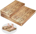 Wooden 2 Step Stool for High Beds, Moderate & Applicable 2-Step Stools for Seniors, Solid Wood steppingStool, Built-in Handle for Easy Carrying, 25.6" W