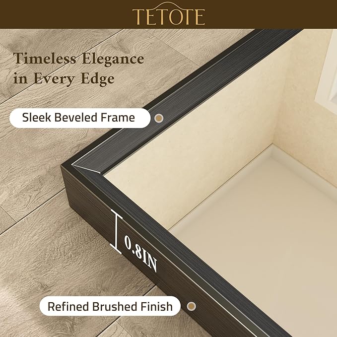 TETOTE Black Bathroom Mirror 24" x 30" Matte Black Rectangle Beveled Framed Bathroom Vanity Mirror for Over Sink, Tempered Glass, Shatterproof, Stronger Frame, Modern Farmhouse Bedroom, Entryway