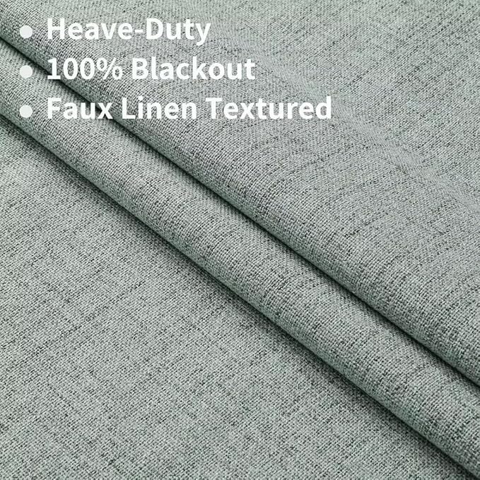 Joydeco Natural Linen Curtains 120 inch Length 2 Panels Set Burg 100% Blackout Patio Door Curtain Room Darkening Sliding Door Curtains Thermal Insulated Back tab Rod Pocket(105x120 inch, Sage Green)