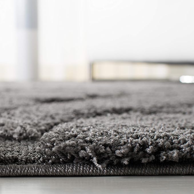 SAFAVIEH Florida Shag Collection Runner Rug - 2'3" x 9', Grey, Scroll Design, Non-Shedding & Easy Care, 1.2-inch Thick Ideal for High Traffic Areas in Living Room, Bedroom (SG455-8013)