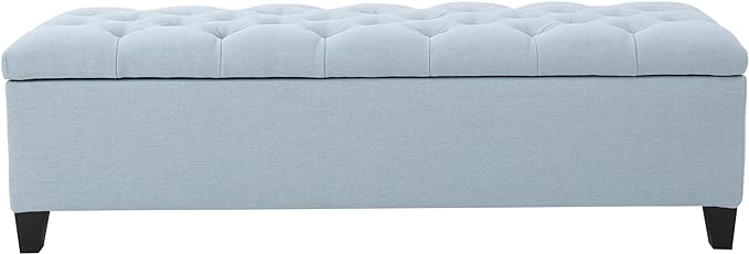 Christopher Knight Home Ottilie Fabric Storage Ottoman, Light Sky, Dimensions: 17.50 inches deep x 51.00 inches wide x 17.00 inches high.