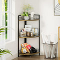 Bathroom Corner Shelf Stand, 3-Tier Small Corner Shelves, Triangular Curved Standing Bathroom Shelf Unit for Small Spaces, Ideal for Kitchen, Vanity Storage and Organization - Brown