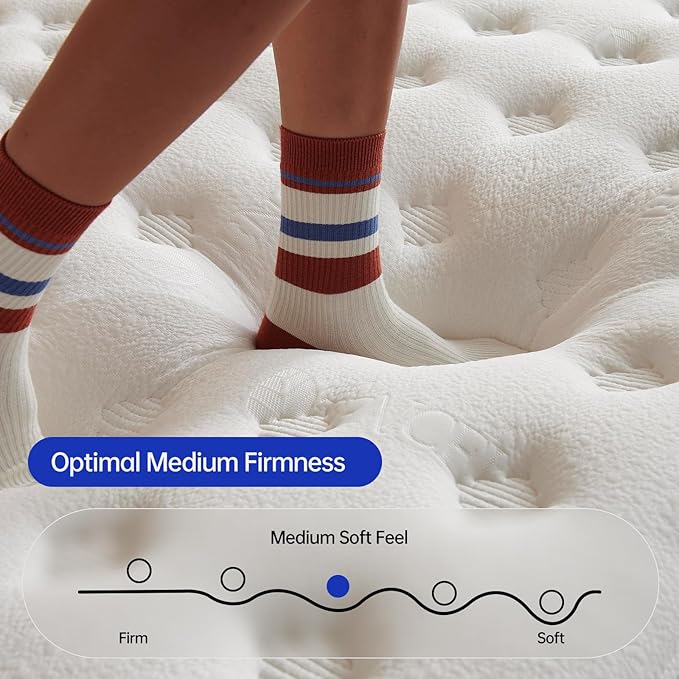 Queen Mattress,12 Inch Size Mattresses in a Box,Memory Foam Hybrid Mattress, Individual Pocket Spring for Motion Isolation &Zoned Support & Pressure Relief,Medium Firm (Queen, 12, Inches)