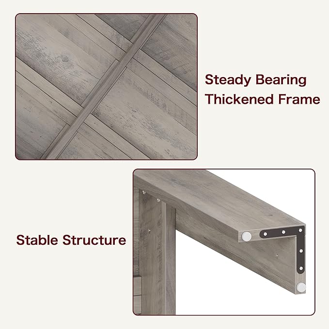 CABIHOME Dining Table for 4-6, 63" Inch Dining Tables for 4, Farmhouse Large Kitchen Dining Table, Rectangular Dining Room Table for Small Space, Dinner Table for Kitchen, Apartment, Rustic Gray