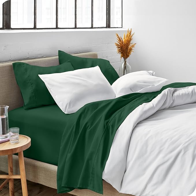 Bare Home Full Sheet Set - Luxury 1800 Ultra-Soft Microfiber Full Bed Sheets - Double Brushed - Deep Pockets - Easy Fit - 4 Piece Set - Bedding Sheets & Pillowcases (Full, Forest Green)