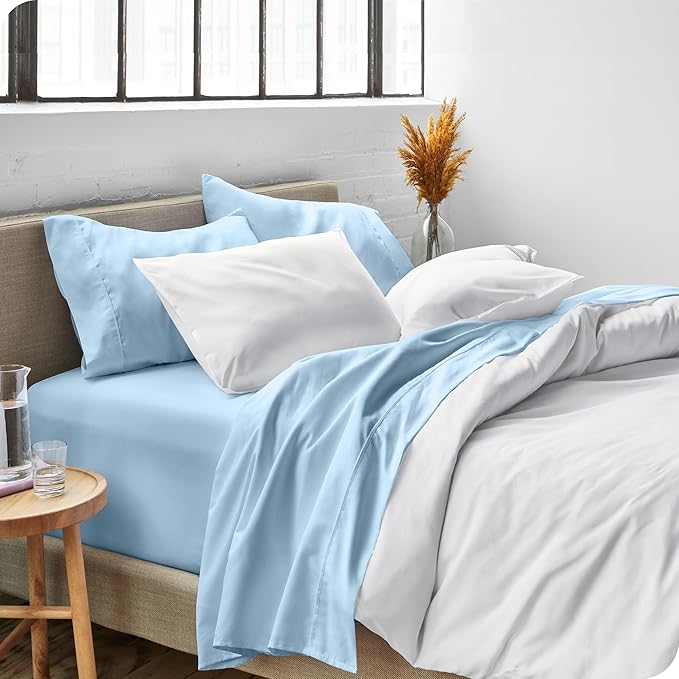 Bare Home King Sheet Set - Luxury 1800 Ultra-Soft Microfiber King Bed Sheets - Double Brushed - Deep Pockets - Easy Fit - 4 Piece Set - Bedding Sheets & Pillowcases (King, Light Blue)