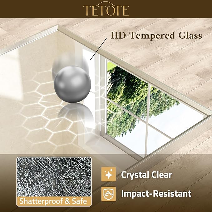 TETOTE Brushed Nickel Bathroom Mirror for Over Sink 36" x 36" Brushed Nickel Beveled Framed Rectangle Vanity Mirror for Bathroom, Bedroom, Entryway, Living Room, Tempered Glass, Stronger Frame