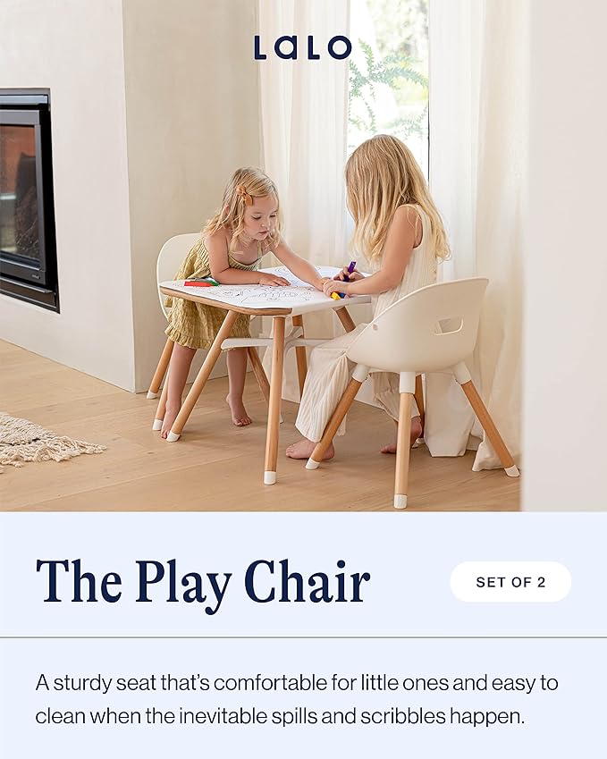 Lalo The Play Chair, Wooden and Non-Toxic Plastic Kids and Toddler Chair - Sturdy Bucket Seat and Easy to Clean Kids Chair with up to 200 lb. Weight Capacity, Set of 2 - Licorice
