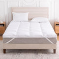 3 Inch White Goose Feather Mattress Topper,California King Size Feather Bed Topper,Mattress Cover with Straps,Ultra Soft Pillowtop,100% Organic Cotton Fabric(72”x84”)