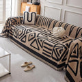 HANDONTIME Boho Geometric Couch Covers for Sofa Pet Friendly Taupe and Black Sofa Covers Washable Chenille Couch Blanket Cover for 3 4 Cushion Couches Pet Protector Furniture Cover Soft, 71" X 134"