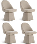 Swivel Dining Chairs Modern Desk Chair Upholstered Linen Fabric Side Chair for Kitchen Dining Room Bedroom,Khaki,4 Box