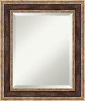 Amanti Art Bronze Bathroom Mirror for Over Sink, 26x22 Ridge Light Bronze Rectangle Vanity Mirror, Small Traditional Frame, Hangs Horizonally and Vertically, Bathroom Wall Decor, Beveled Edge