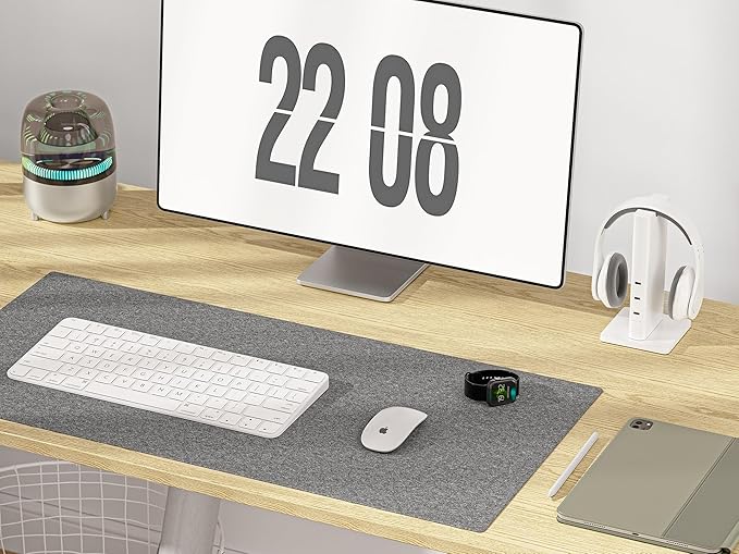 48x24 Inches Height Adjustable Electric Standing Desk with 2 Hooks for Home Office, Ergonomic Sit Stand up Desk with Splice Board, Oak