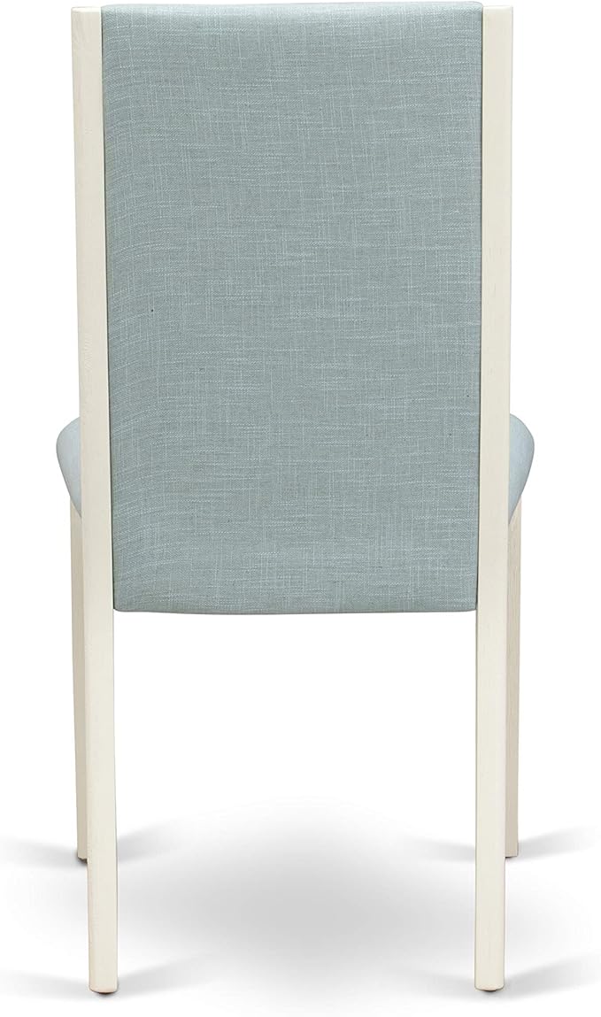 East West Furniture X097LA015-6 6 Piece Kitchen Table Set Contains a Rectangle Dining Table with X-Legs and 4 Baby Blue Linen Fabric Parson Chairs with a Bench, 40x72 Inch, Multi-Color