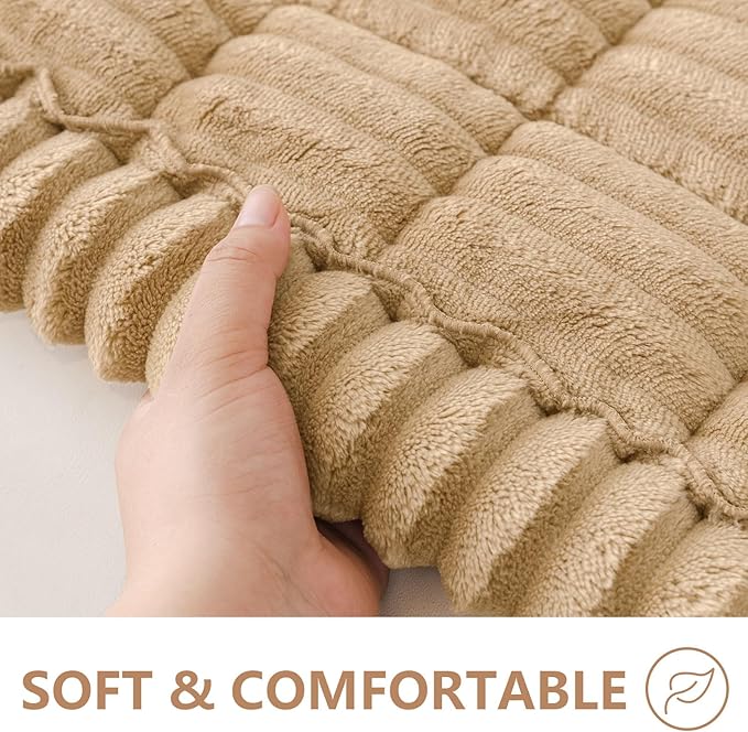 Smiry Couch Cover for Dogs Washable, Non Slip Fuzzy Pet Couch Covers for 3 Cushion Sofa Pet Friendly, Thick Soft Sofa Slipcovers Cushion Protector (Camel, 27.6" x 82.7")