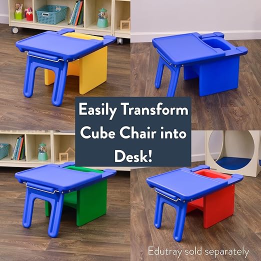 Children's Factory 3-in-1 Cube Chair for Kids, Flexible Seating Classroom Furniture, 4-Pack