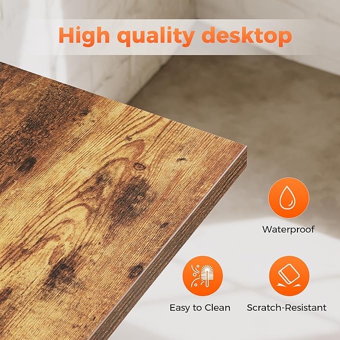 Computer Desk 48 X 24 inch, Gaming Desk for Small Spaces, Modern Simple Style Table for Home Office, Study Student Writing Table (Shelf, Rustic Brown, 48 inch)