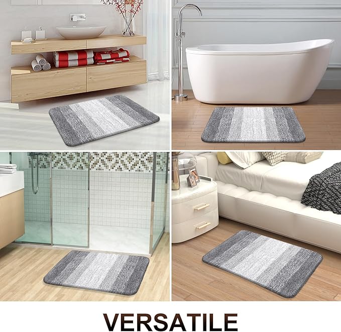 OLANLY Bathroom Rug Mat 30x20, Extra Soft and Absorbent Microfiber Bath Rugs, Non-Slip Plush Shaggy Bath Carpet, Machine Wash Dry, Bath Mats for Bathroom Floor, Tub and Shower, Light Grey