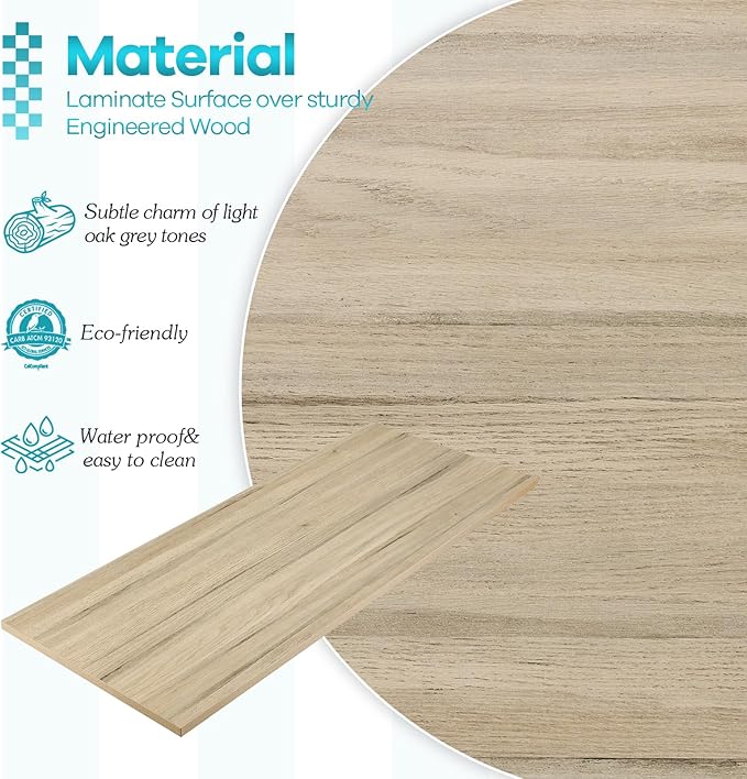 Kaboon Universal Tabletop 40"x18", Solid One-Piece Melamine Table Top, Double Desk L-Desk Floating Desk DIY, Home and Office Countertop, Oak/Grey Tone