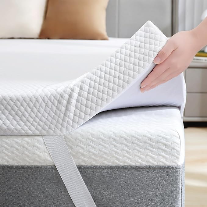 SINWEEK 2 Inch Gel Memory Foam Mattress Topper Full Size, Ventilated High Density Pad for Back Pain, Bed Topper with Removable Soft Cover, CertiPUR-US Certified