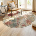 Washable Area Rugs 4ft Non-Slip Modern Abstract Soft for Living Room Entryway Bedroom Nursery, Print Pattern, Brown Rust Red Multi