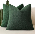 Foindtower Set of 2, Decorative Textured Boucle Throw Pillow Covers Accent Solid Pillow Cases Neutral Cozy Couch Cushion Case for Chair Sofa Bedroom Living Room Home Decor 26x26 Inch Pine Green
