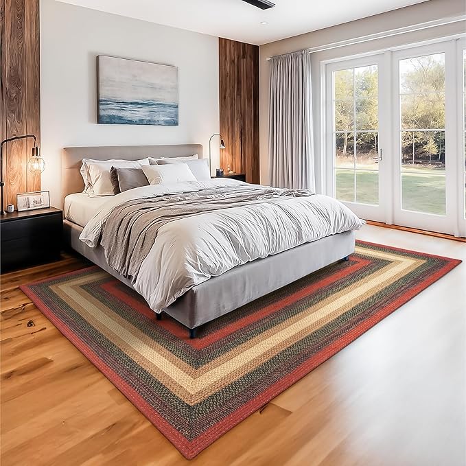 Highland Multi Color Jute Braided Area Rug, 4x6' Rectangle - Warm Country and Cabin Decor, Perfect for Kitchens and Large Entryways - Durable, Reversible and Easy to Clean