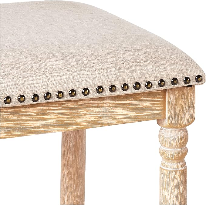 Roundhill Furniture Arnhem Wood Upholstered Swivel Bar Stools, Set of 2, Tan