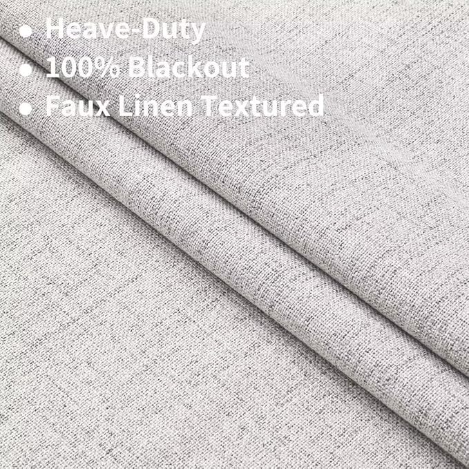 Joydeco Natural Linen Curtains 84 inch Length 2 Panels Set Burg 100% Blackout Patio Door Curtain Room Darkening Sliding Door Curtains Thermal Insulated Back tab Rod Pocket(105x84 inch, White)