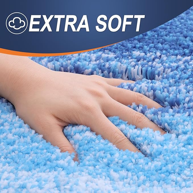 OLANLY Bathroom Runner Rugs 44x24, Extra Soft Absorbent Microfiber Bath Rugs, Rubber Backing, Quick Dry, Washable Bath Mats for Bathroom Floor, Tub and Shower, Home Decor Accessories, Light Royal Blue