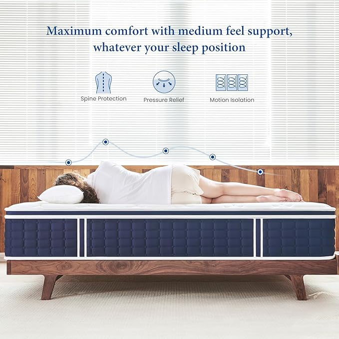 Coolvie Full Size Mattress, 12 Inch Medium Feel Full Mattress in a Box, Hybrid Construction Individual Pocket Springs with Memory Foam, Cooler Sleep with Pressure Relief and Support