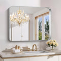 FORBATH 30x36 Inch Bathroom Mirror, Brushed Silver Deep Frame Wall Mirror with Rounded Corners, Anti-Rust Tempered Glass for Modern Farmhouse Vanity (Horizontal/Vertical Hanging)