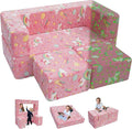 MeMoreCool Modular Kids Sofa,Toddler Play Couch Fold Out for Playroom, Glow in Dark Convertible Plush Unicorn Foam Chair for Baby Childrens