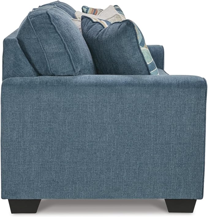 Signature Design by Ashley Cashton Casual 2-in-1 Sofa Sleeper with Folding Gel Memory Foam Mattress, Queen, Blue