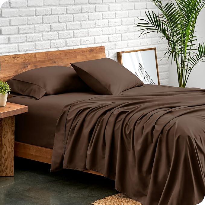 Bare Home Twin Sheet Set - 1800 Ultra-Soft Microfiber Bed Sheets - Double Brushed - Deep Pockets - Easy Fit - Extra Soft - 3 Piece Set - Bedding Sheets & Pillowcases (Twin, Cocoa)
