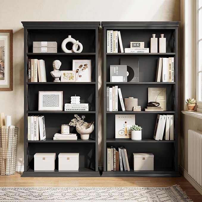 Little Tree 6-Tier Bookcase, 71 Inches Industrial Bookshelves, Floor Standing Display Storage Shelves Tall Bookcase for Home Office, Living Room, Bed Room
