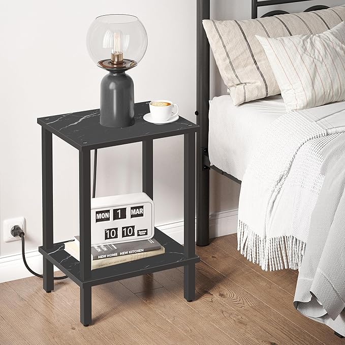 TUTOTAK End Table, Set of 2, Side Table, Nightstand, 2-Tier Storage Shelf, Sofa Table for Small Space, Living Room, Bed Room TB01BMK035