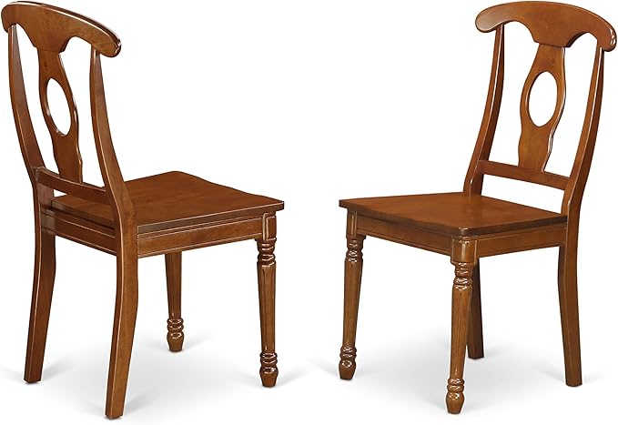 East West Furniture NANA9-SBR-W 9 Piece Kitchen Table & Chairs Set Includes a Rectangle Dining Room Table with Butterfly Leaf and 8 Solid Wood Seat Chairs, 40x78 Inch, Saddle Brown