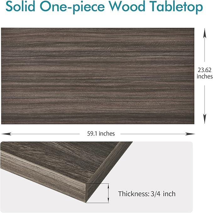 Kaboon Universal Tabletop 59.1"x23.62", Solid One-Piece Melamine Table Top, Double Desk L-Desk DIY, Home and Office Countertop,Eucalyptus