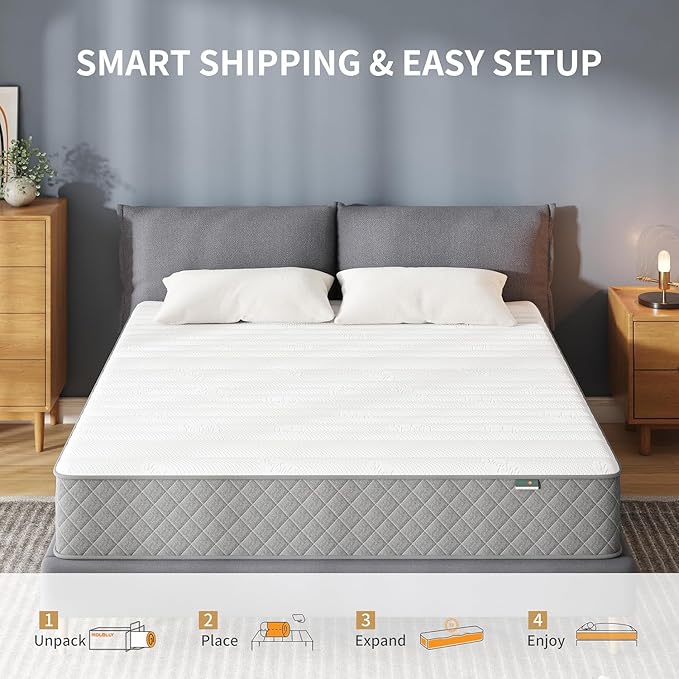 Mattress Queen Size, 10 Inch Hybrid Memory Foam Firm Queen Mattress Size with Hybrid Mattresses in a Box Pressure Relief & Supportive
