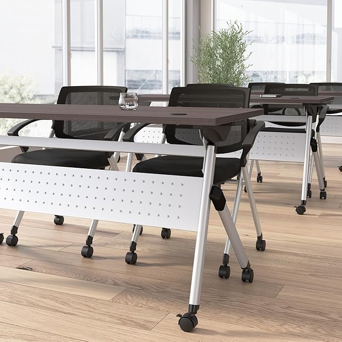 Bush Business Furniture Folding Training Table, 60 inch Desk, Commercial-Grade Bundle for Office or Classroom, Envision Collection, Gray