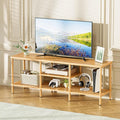 Amazer Bamboo TV Stand for 60 65 Inch TV, Entertainment Center with 3 Tier Open Storage Shelf, Wood TV Table for Living Room, Bedroom
