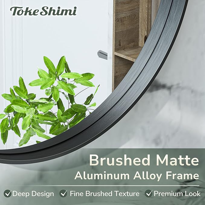 TokeShimi Oval Black Mirrors for Bathroom 22x30 Inch with Non-Rusting Aluminum Alloy Brushed Black Matte Framed for Wall Vanity Farmhouse Modern Minimalist Home Decor,Vertical or Horizontal