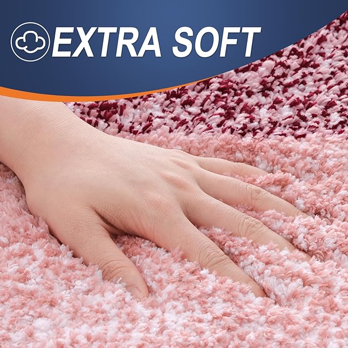 OLANLY Bathroom Runner Rugs 47x20, Extra Soft Absorbent Microfiber Bath Rugs, Rubber Backing, Quick Dry, Machine Washable Bath Mats for Bathroom Floor, Tub and Shower, Home Decor Accessories, Red